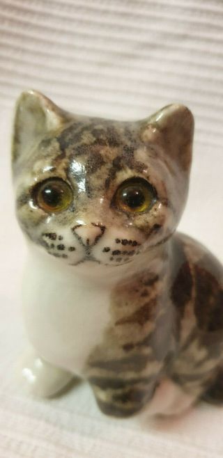 Lovely Jenny Winstanley Pottery Cat Kitten with glass eyes 2