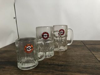 Vintage Large A & W Root Beer Glass Mug Bullseye Logo X2 Plus 1 Small