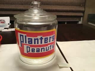 Vintage Planters Mr Peanut Glass Counter Display Cookie Jar W Lid