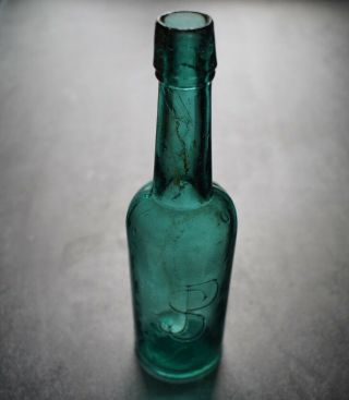 Antique Victorian Era Teal Colored Joseph S.  Pedersen Malt Bottle