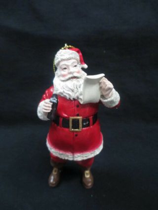 Coca - Cola Kurt S Adler Resin Santa Holiday Christmas Ornament Checking List