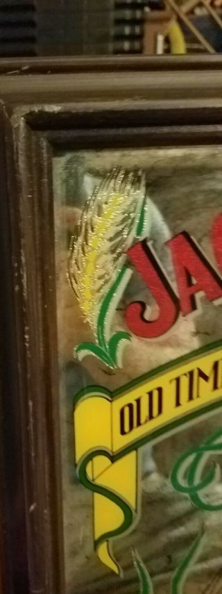 Vintage Jack Daniels Bar Mirror with thermometer Wood Frame Sign Whiskey 7