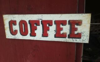 Vintage Wooden Grocery Sign Coffee