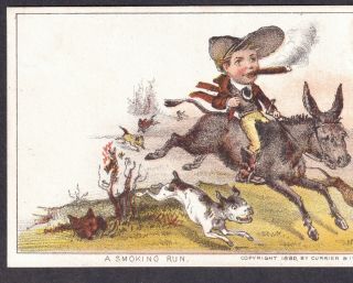Antique Currier & Ives 19th Century Fox Hunting Dog old Tobacco Cigar Trade Card 2