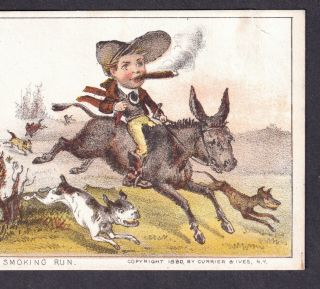 Antique Currier & Ives 19th Century Fox Hunting Dog old Tobacco Cigar Trade Card 4