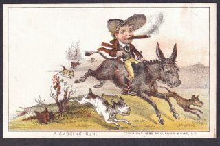 Antique Currier & Ives 19th Century Fox Hunting Dog old Tobacco Cigar Trade Card 8