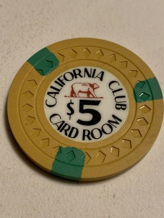 California Club Card Room $5 Casino Chip Las Vegas Nevada 3.  99