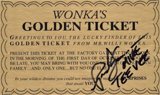 Paris Themmen Willy Wonka Golden Ticket Signed Autographed Photo