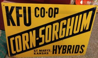 Very Rare Old " Kfu " Co - Op Hybrids " Corn & Sorghum " Sign.  St.  Mary 