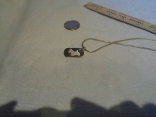 Sterling Lazer Inscribed Dog Tag Scottie Dog Necklace On 18 In.  Snake Chain