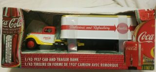 Coca - Cola 1937 Cab And Trailer Coin Bank 1:43 Scale,