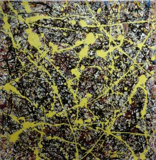 Vintage Abstract Painting Signed Jackson Pollock Modern Old 20th Century Art