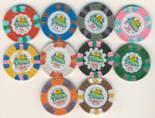 Set Of 10 Different Dunes Hotel & Casino Commemorative Chips