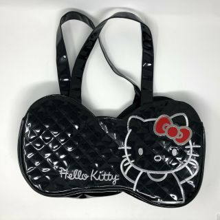 Loungefly Hello Kitty Bow - Shaped Quilted Large Purse Handbag Black