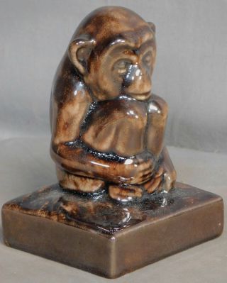 Vintage Rookwood Pottery Ape Monkey Statue Figure Baby Chimpanzee Bookend Deco