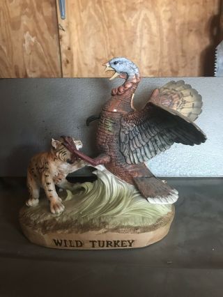 Wild Turkey& Bob Cat Jim Beam Decanter 1983 With Red Seal Still Full