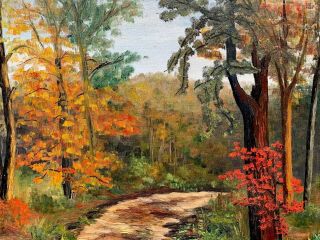 Vintage Impressionist Landscape “autumn Splendor”oil Painting Viabucks County Pa