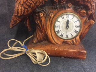 Vintage Antique Ceramic Three Owl Branch Mantle Clock House Decor Shelf Desk 3