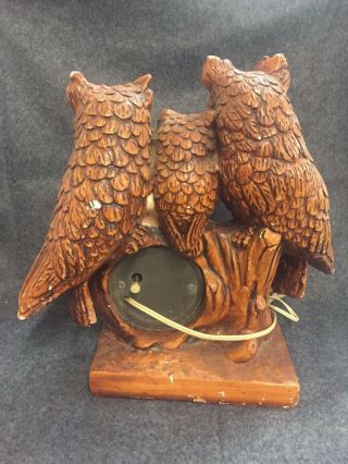 Vintage Antique Ceramic Three Owl Branch Mantle Clock House Decor Shelf Desk 4