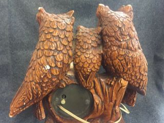 Vintage Antique Ceramic Three Owl Branch Mantle Clock House Decor Shelf Desk 5