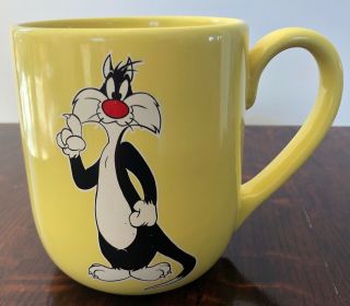 Vintage Sylvester The Cat Warner Bros Yellow Coffee Mug