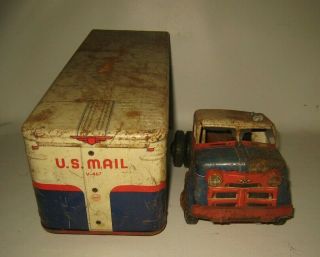 1950 ' s Lumar Marx US Mail Tractor Trailer V - 172 Pressed Steel Hard to find 3