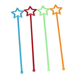 Mixed - color Plastic Star Design Cocktail Drink Stirrers Swizzle Stick I4V2 4
