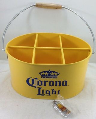 Corona Extra Light Beer Caddy Holder Metal Wire Handle And Bottle Openr Man Cave