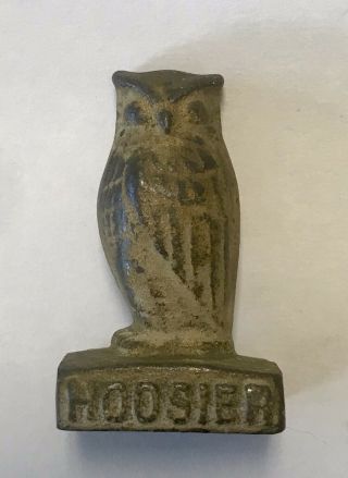 Antique Cast Iron Hoosier Mfg Co Kitchen Cabinet Co Owl Advertising Paperweight