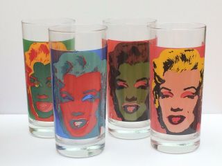 Set Of 4 Marilyn Monroe Beverage Glasses By Andy Warhol 1997