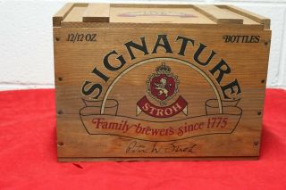 Stroh Signature Beer Vintage Wooden Box Crate Signed For Bottles 13 L 9.  25 W 9 H