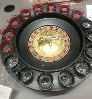Roulette Drinking Party Bar Game Set Shot Glass Spin Shot 16 Glasses Wheel
