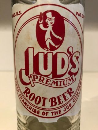 Vintage Jud’s Root Beer 12 Oz Glass Advertising Pop Soda Long Island Ny