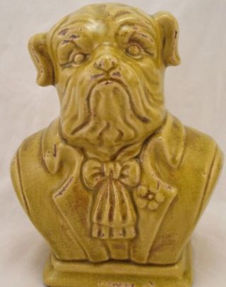 Ceramic Dog Head Statue Bust Bull Dog Mastiff