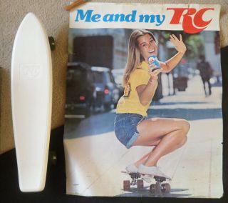 Rc Cola Surfer Skateboard Store Display & Poster Nos 1975 Surfer