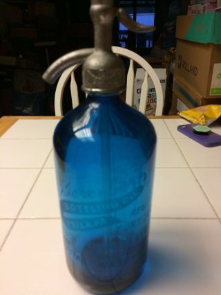 Vintage B.  Nierenberg Bottling Co Blue Seltzer Bottle