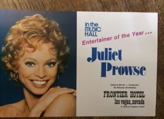 Vtg Juliet Prowse Frontier Hotel Las Vegas Oversized Postcard