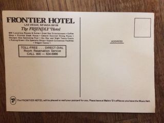 Vtg Juliet Prowse Frontier Hotel Las Vegas Oversized Postcard 4