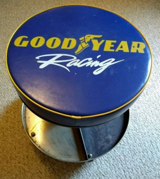 Goodyear Racing Stool Rolling Adjustable Mechanics Shop W/ Tool Trays Good Year