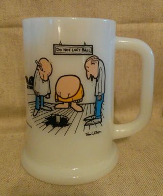 Ziggy Cartoon Comic Character Vintage Milk Glass Mug Stein " Worst Bowler " Gift