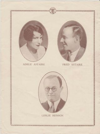Fred Astaire Gt Dancer,  Signed 1928 Liverpool Empire Programme Front W Leslie He