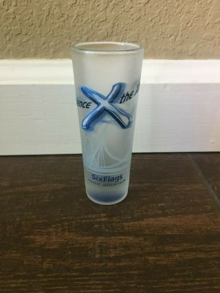 Six Flags Magic Mountain X Xtreme Roller Coaster Frosted Souvenir 4 " Shot Glass
