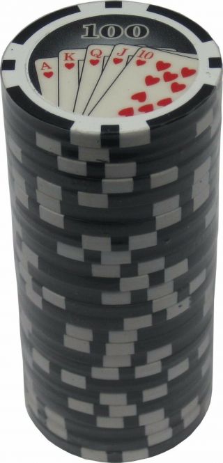 Poker Chips (25) " 100 " Winning Hand 11.  5 G Clay Composite