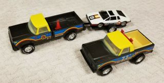 Nylint Gt Racing Metal Pickup Trucks Set With Race Car And Trailer