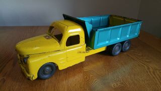 1940s Structo Pressed Steel Hydraulic Dump Truck 21 " Yellow & Green 8282 -