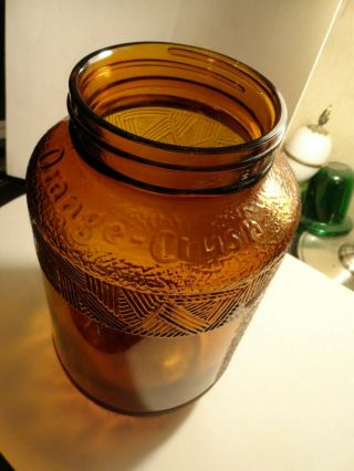 Vintage Orange Crush Soda Art Deco Amber Syrup Jar