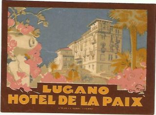 Hotel De La Paix Luggage Artist " Trub " Label (lugano)