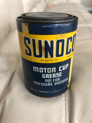 Vintage Sun Oil Sunoco Motor Cup Grease Grease Can 1 Lb Gas Oil