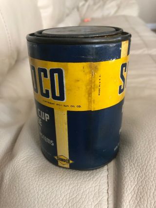 Vintage Sun Oil Sunoco Motor Cup Grease Grease Can 1 LB Gas Oil 2