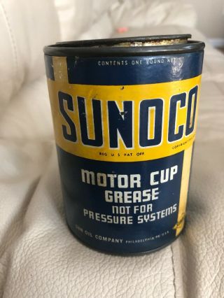 Vintage Sun Oil Sunoco Motor Cup Grease Grease Can 1 LB Gas Oil 3